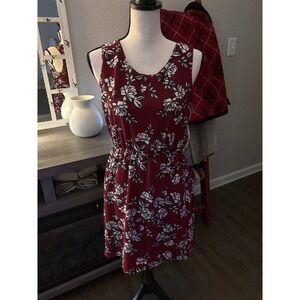 B Famous USA dress large floral burgundy sleeveless‎